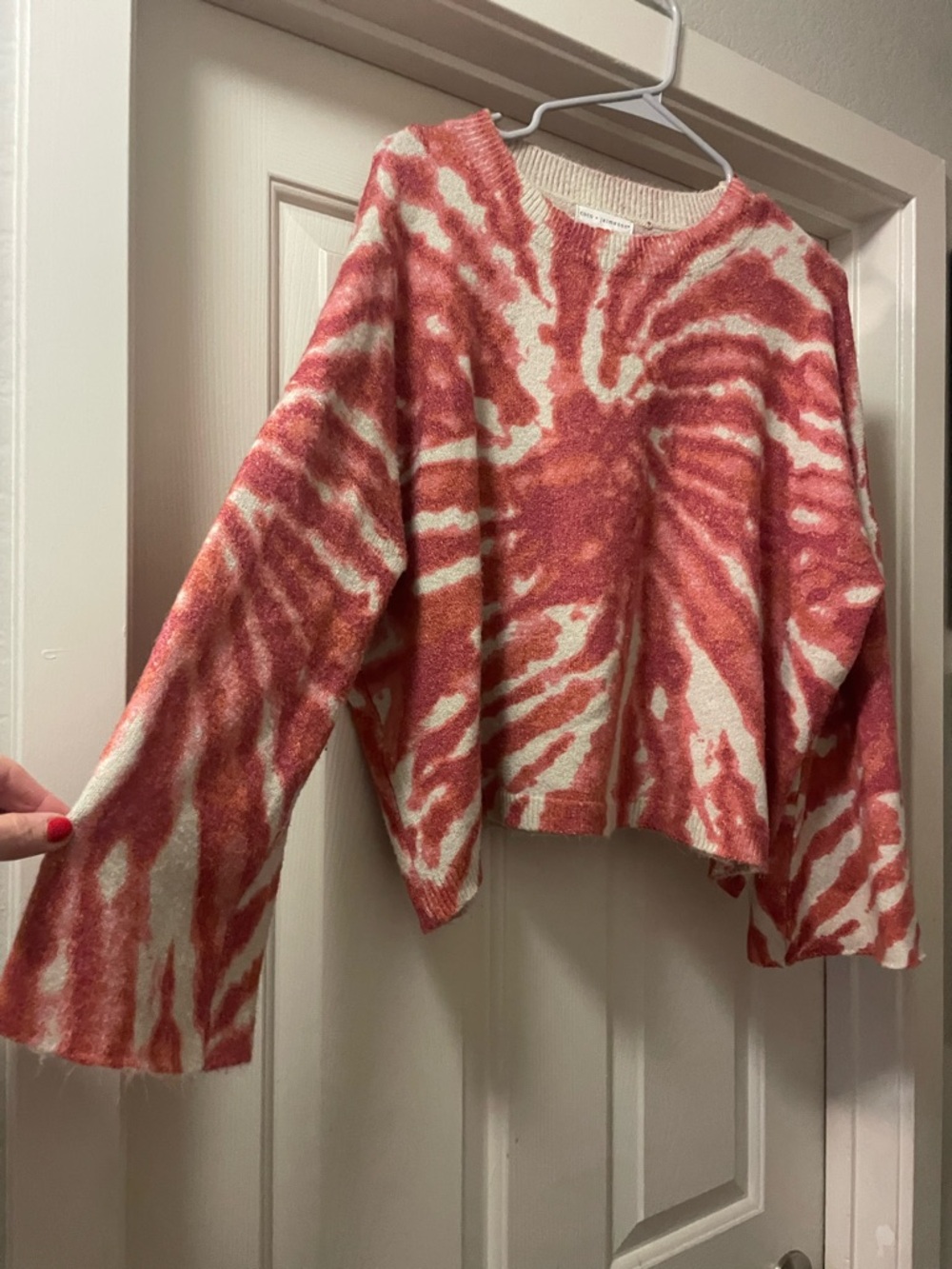SKU0022 Tie-Dye Crewneck Sweater - Pink & Cream